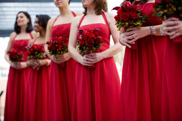 Rose red cheap bridesmaid dresses